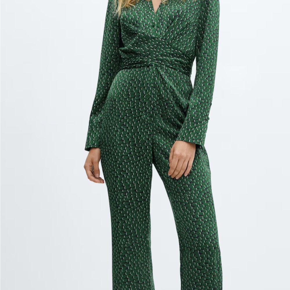 Mango Patterned Green Jumpsuit